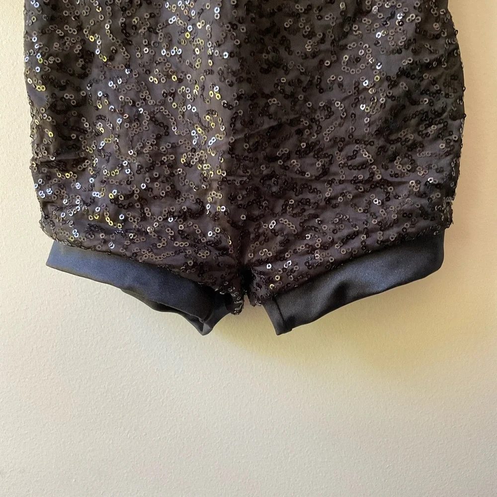 Weissman Black Sequins Dance Biketard